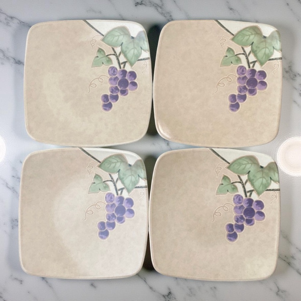 🍇Mikasa Square Chablis CW409 Stoneware Plates